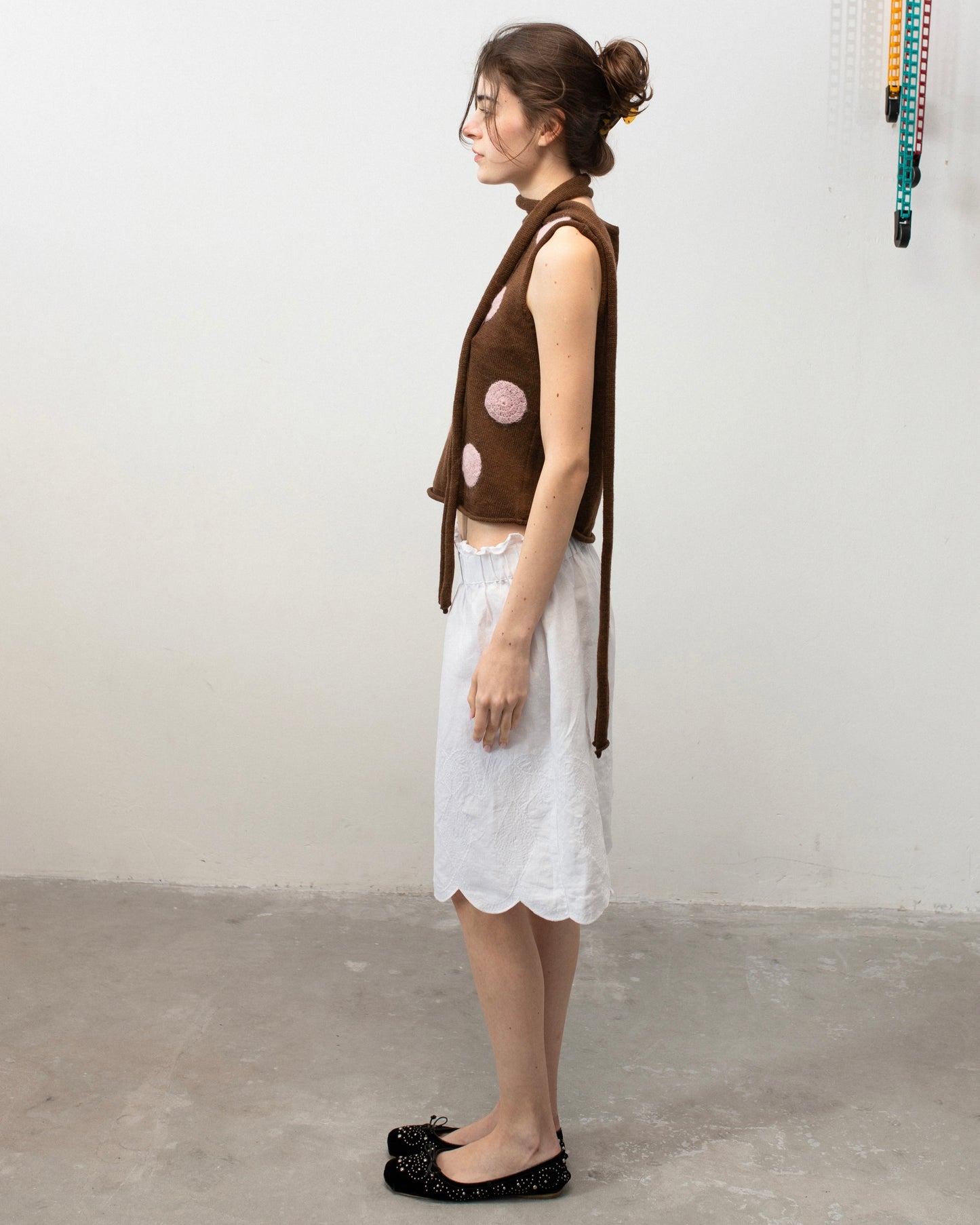 Polka Dot Knitted top in Brown