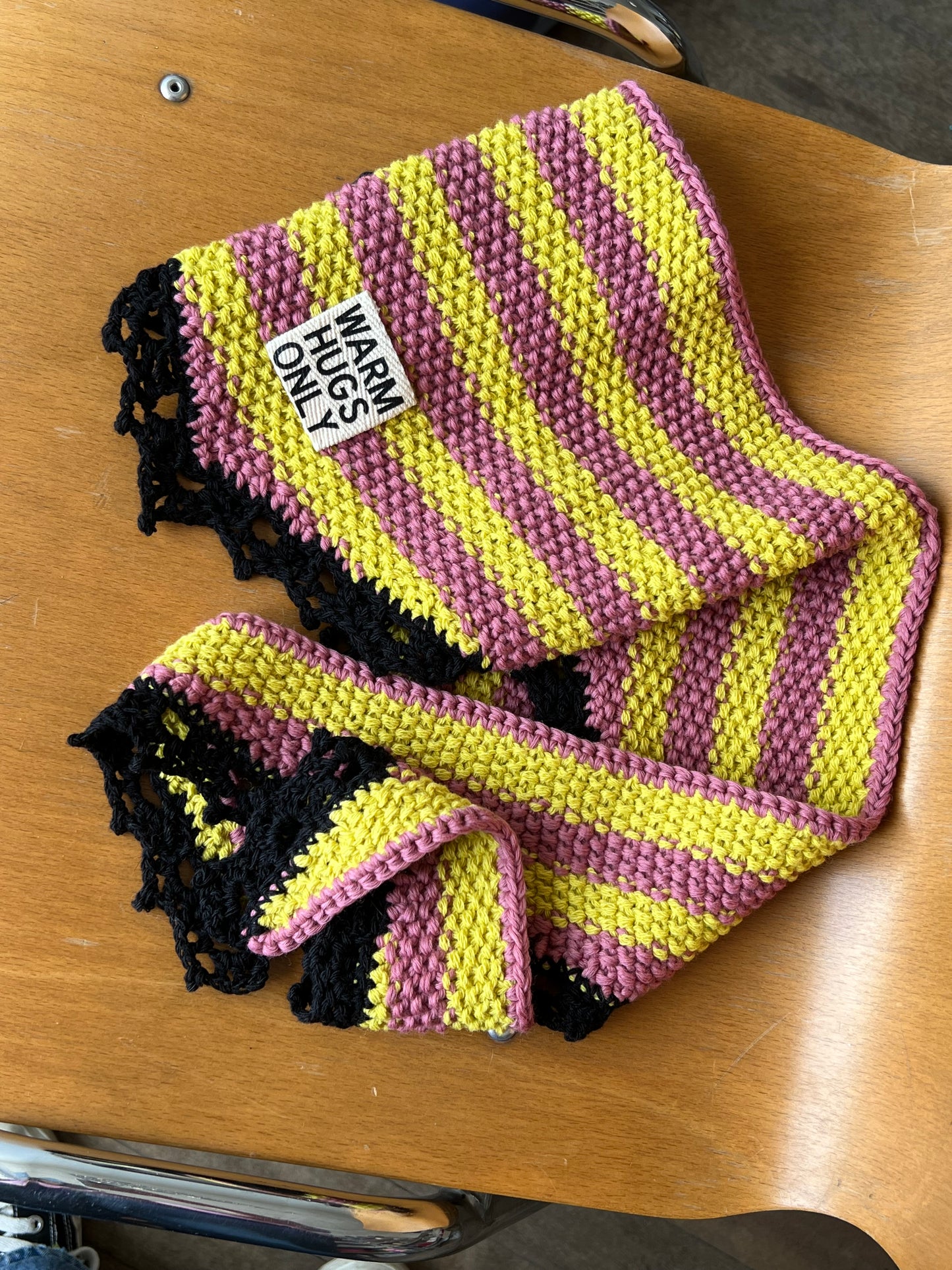 Hand-crocheted striped Headscarf