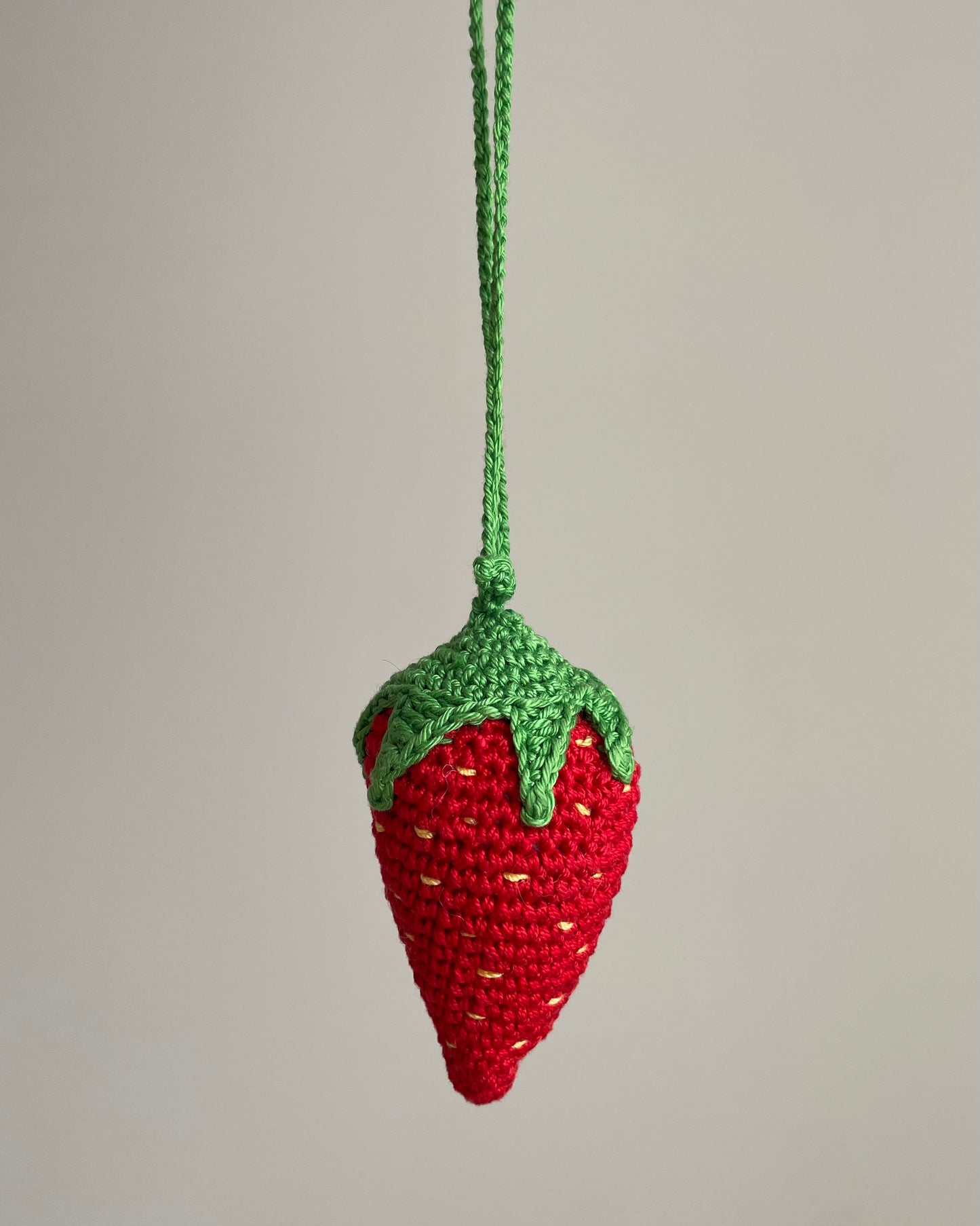 Strawberry crochet charm