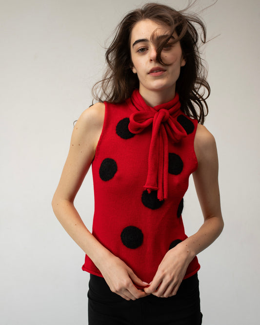 Polka Dot Knitted top in Red