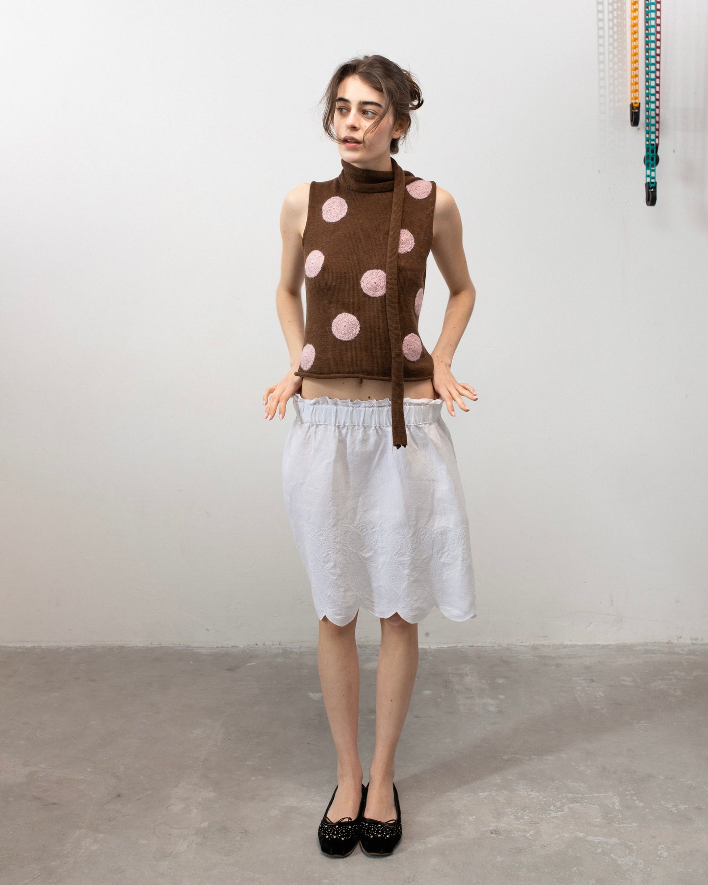 Polka Dot Knitted top in Brown
