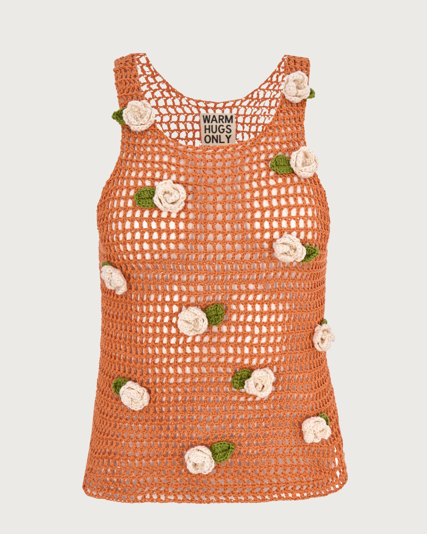 Orange Cream Crochet top with roses