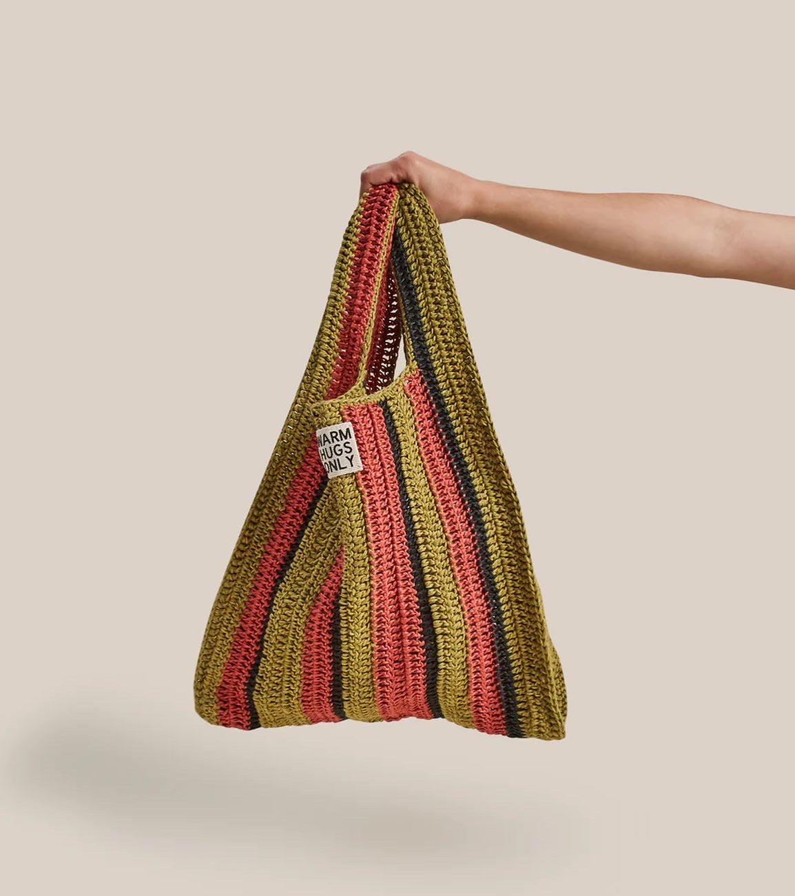 Stripe-crochet Tote Bag “Meadow”