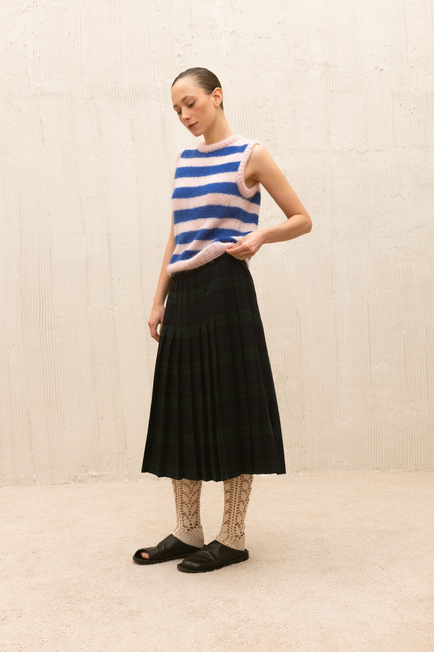 Hand-knitted Mohair striped vest
