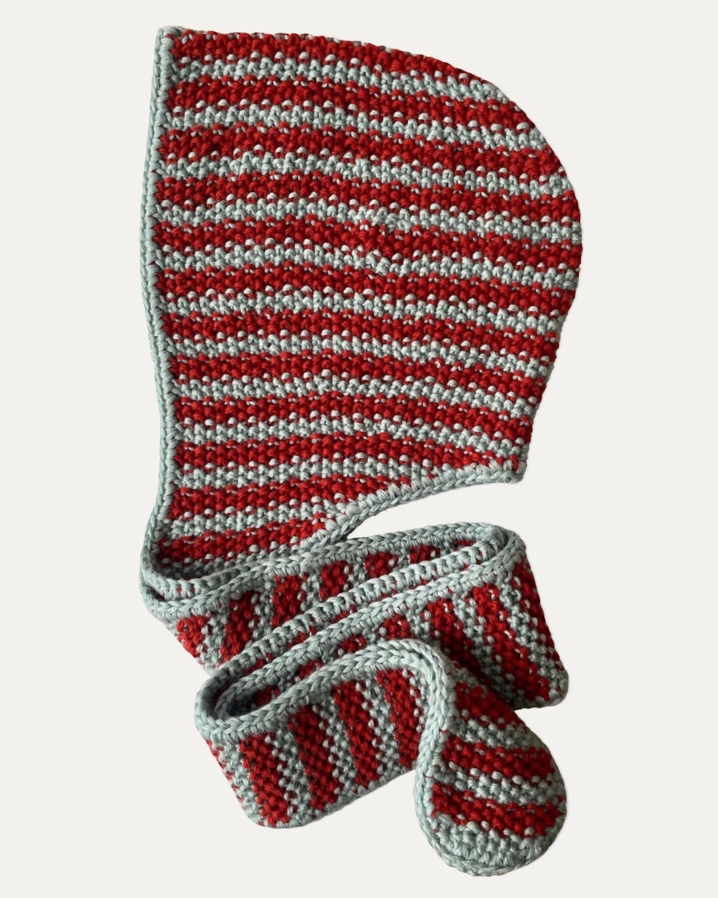 Balaclava scarf Light blue & terracotta