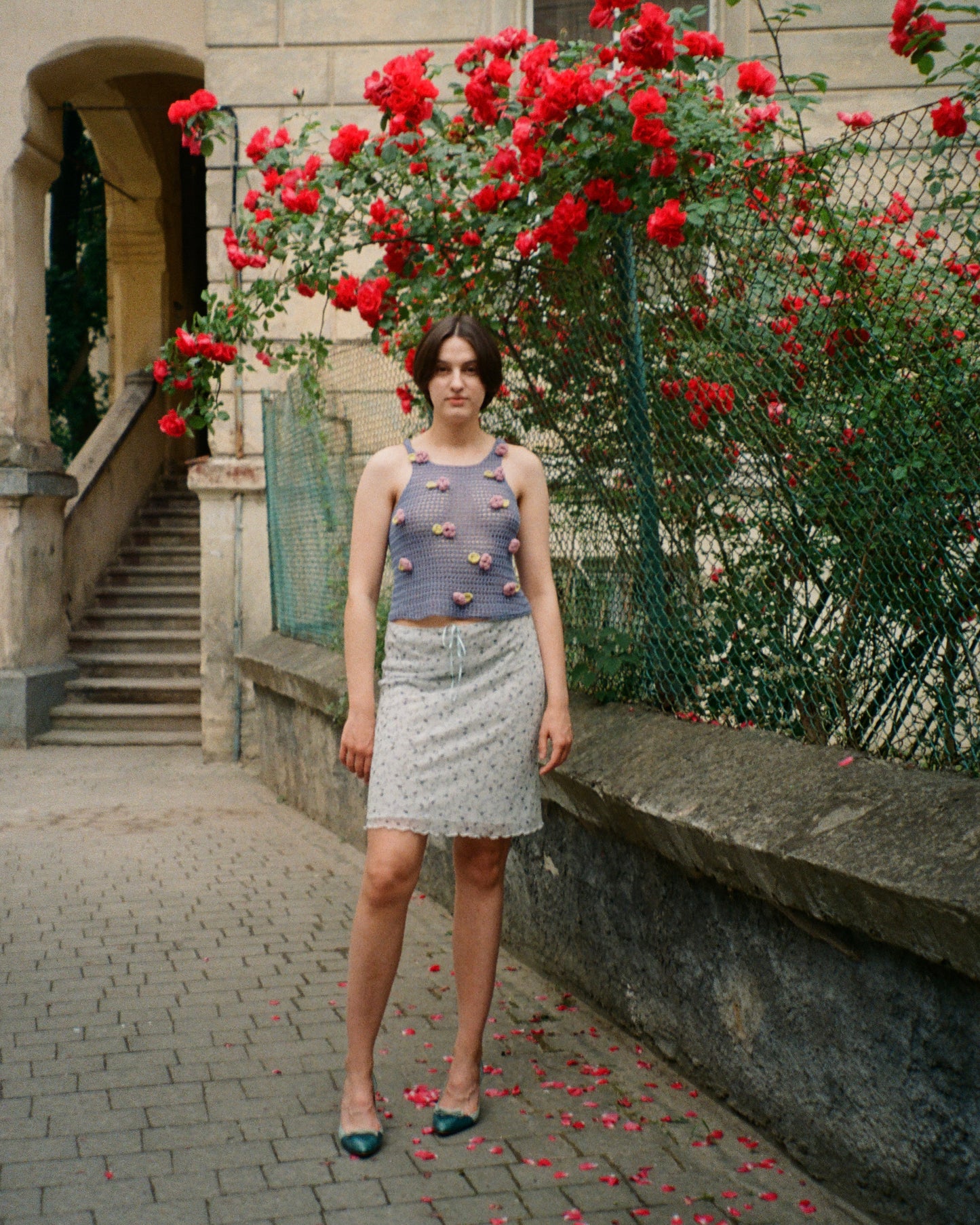 Lavander Crochet top with roses
