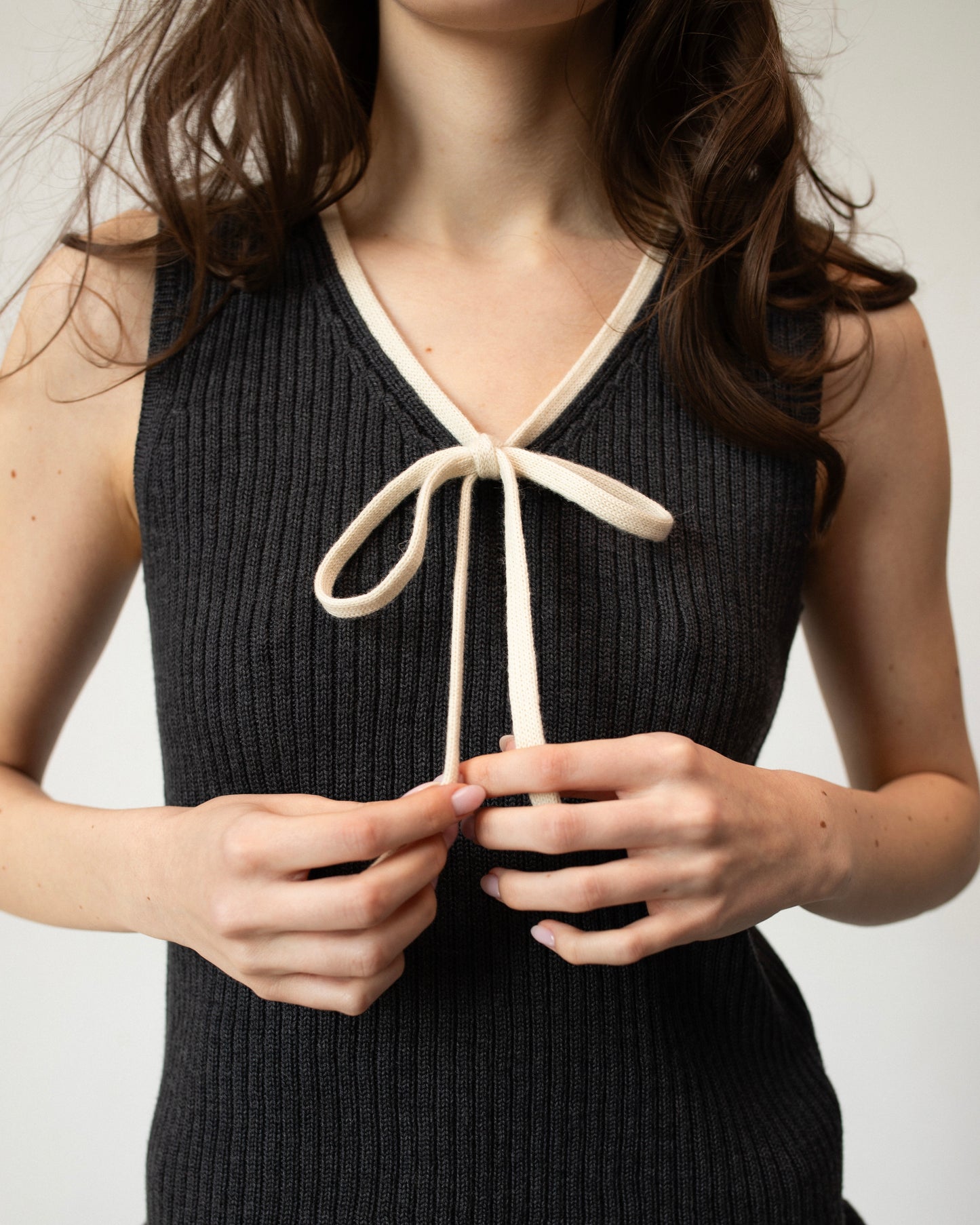 Knitted Cream Bow Tank top
