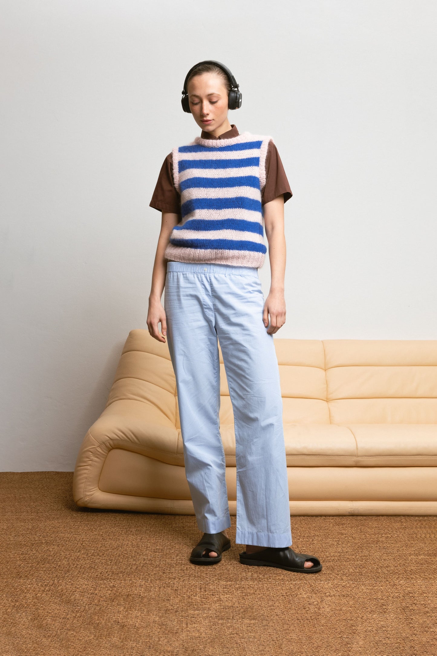 Hand-knitted Mohair striped vest