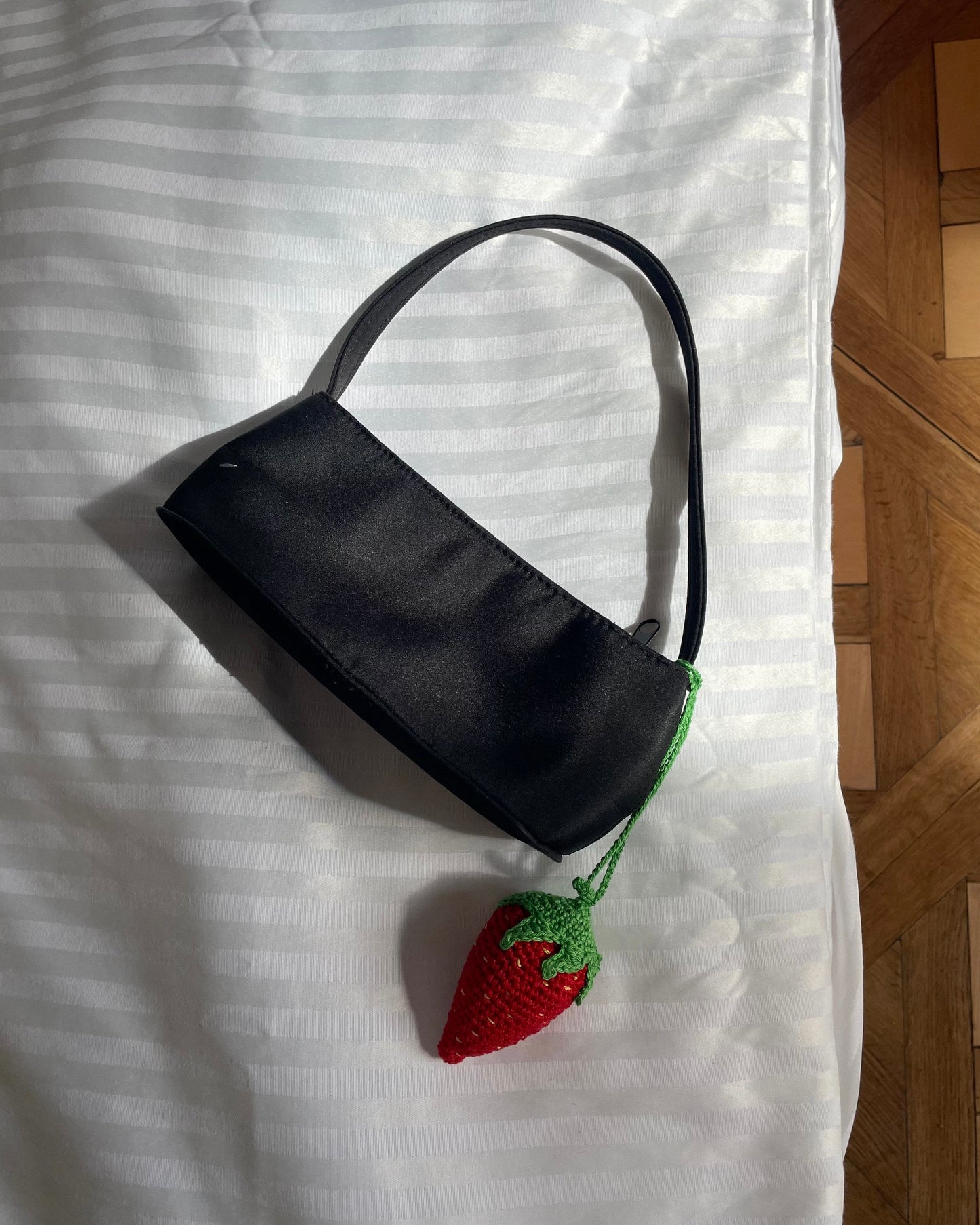 Strawberry crochet charm