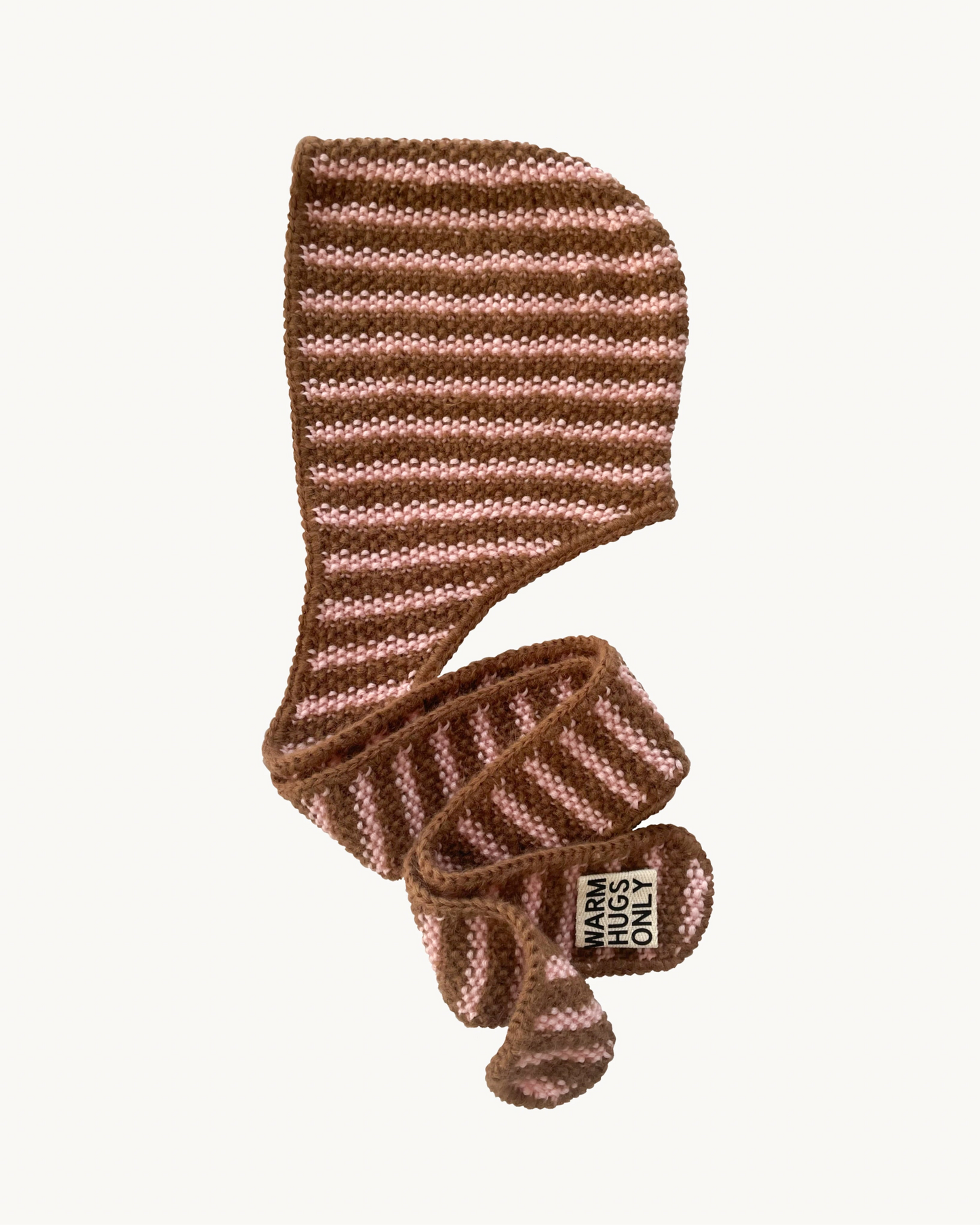 Balaclava scarf in Baby Pink & Brown
