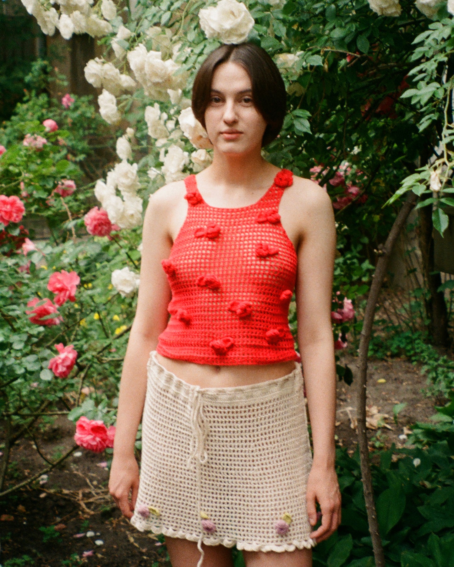 Crochet top with roses