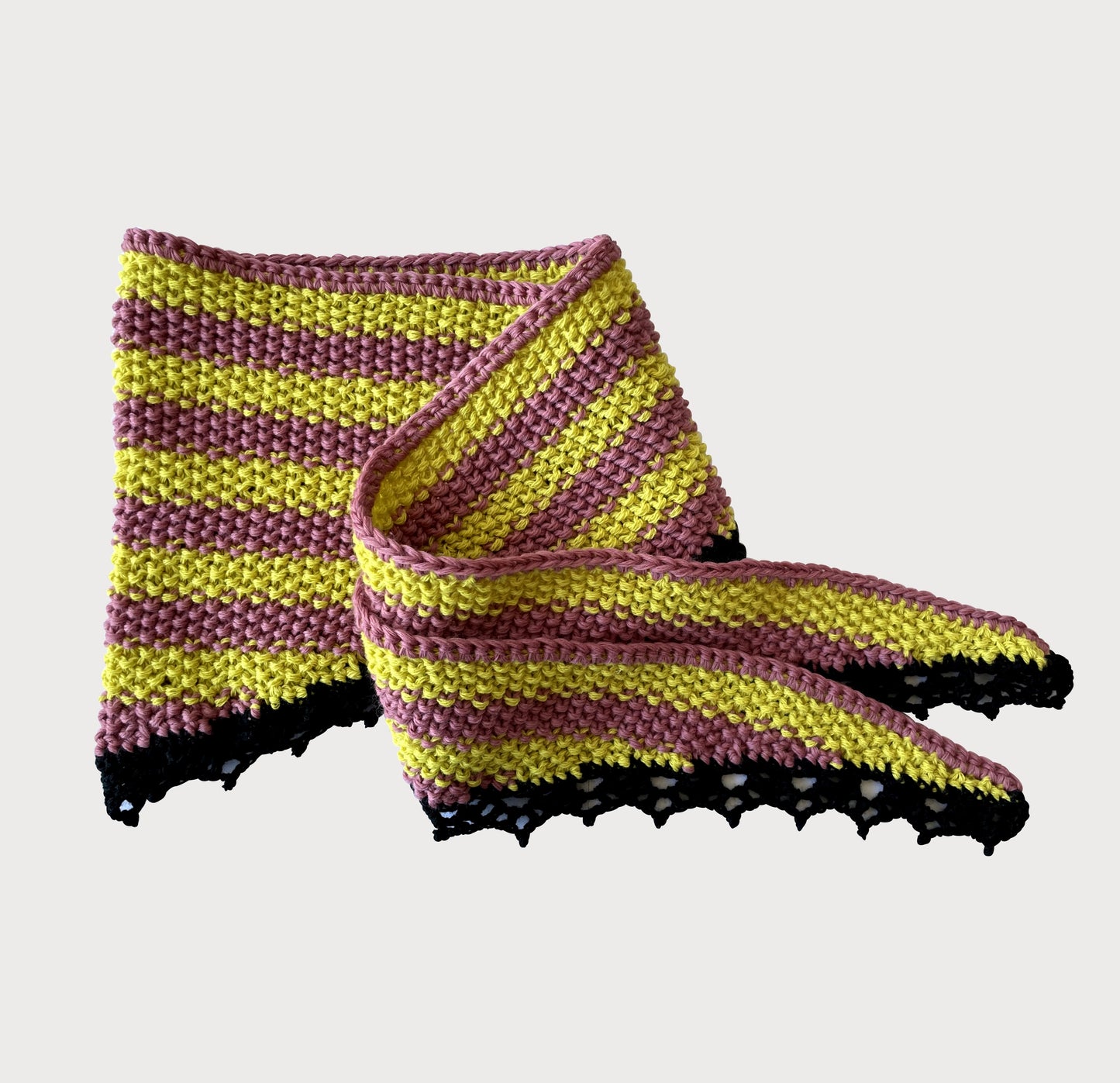 Hand-crocheted striped Headscarf