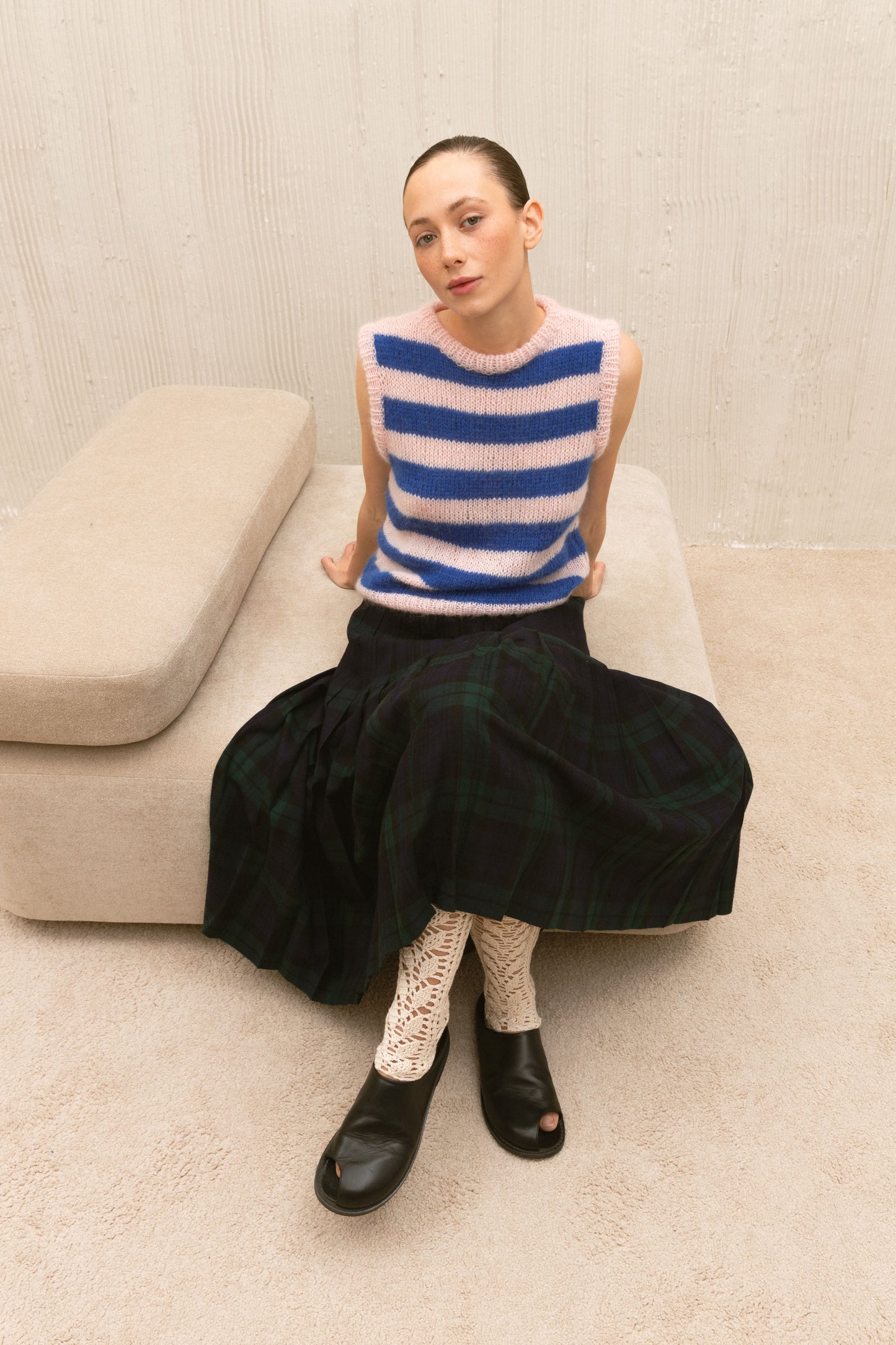 Hand-knitted Mohair striped vest