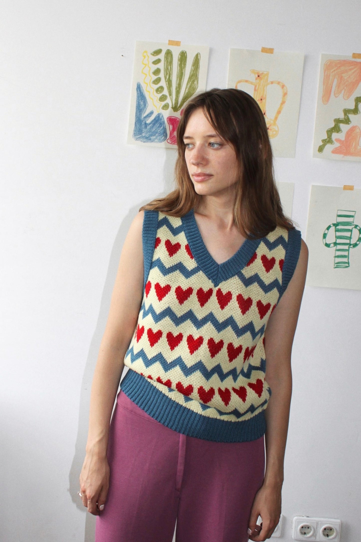 Sweetheart knitted Vest Cobalt