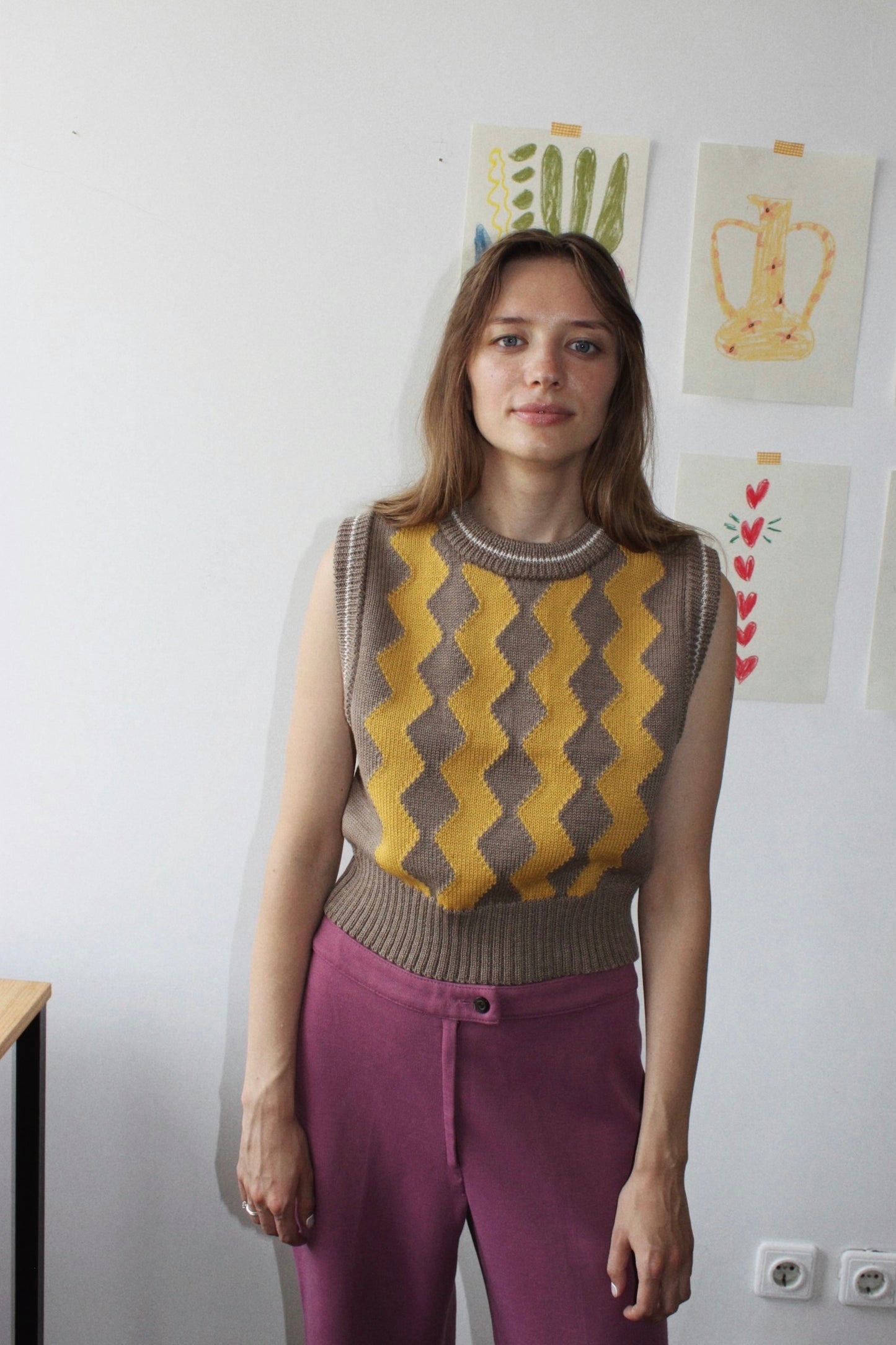 Raspberry Vest Yellow & Wallnut