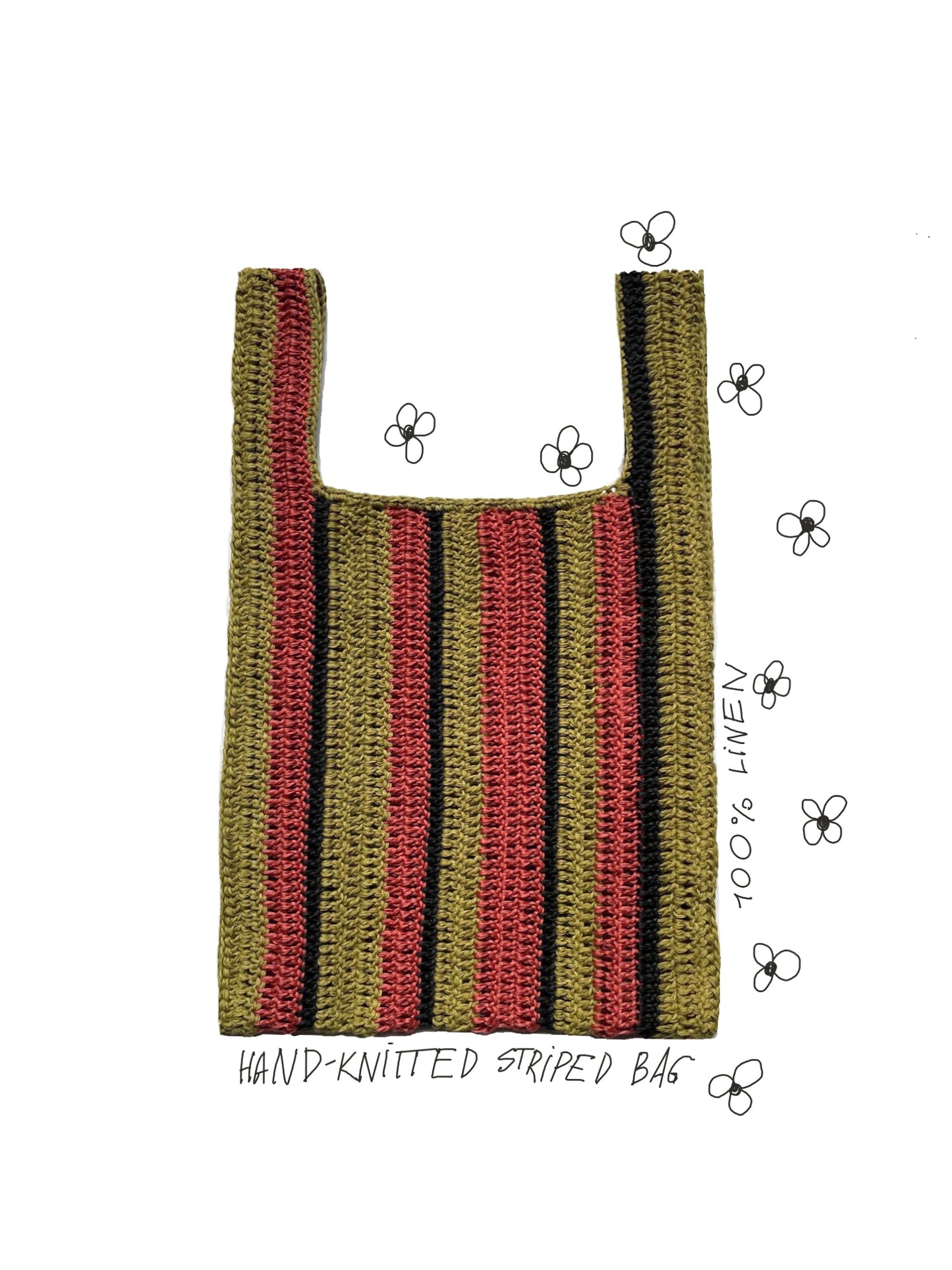 Stripe-crochet Tote Bag “Meadow”