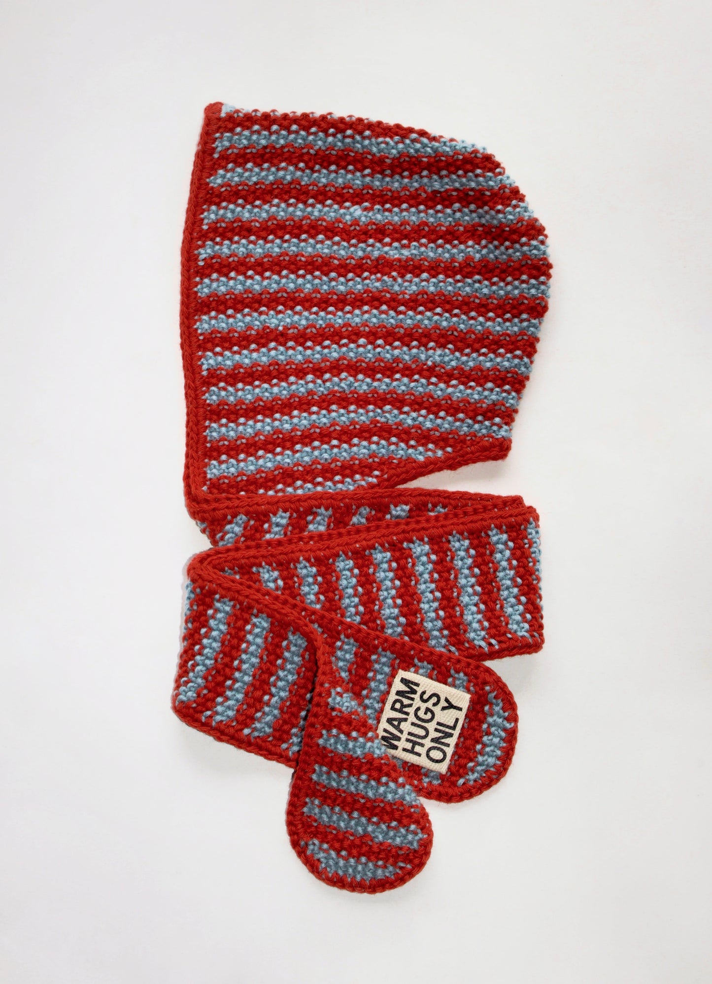 Balaclava scarf Terracotta & light blue