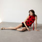 Polka Dot Knitted top in Red