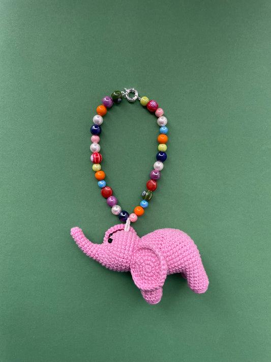 Hand crochet Elephant charm in pink
