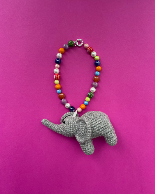 Hand crochet Elephant charm in grey