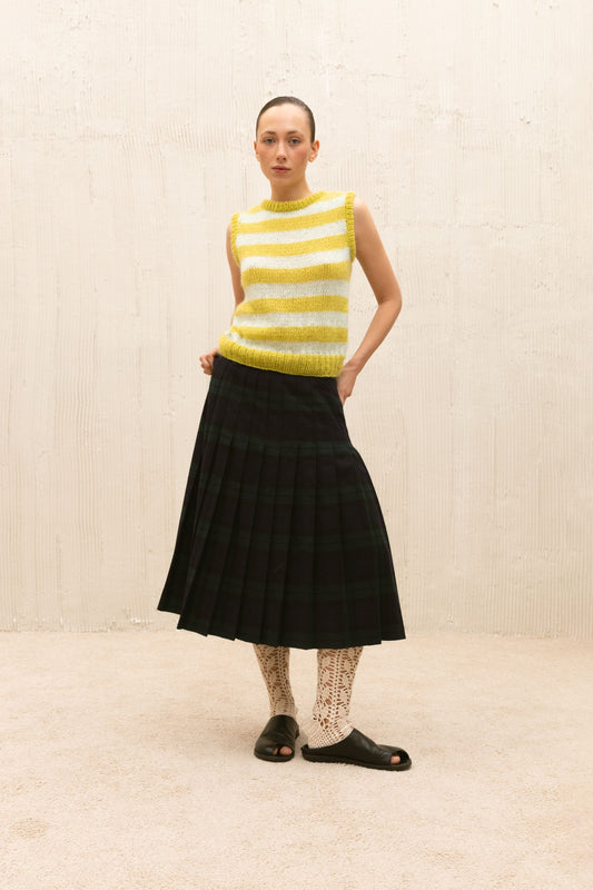 Lime Hand-knitted Mohair striped vest