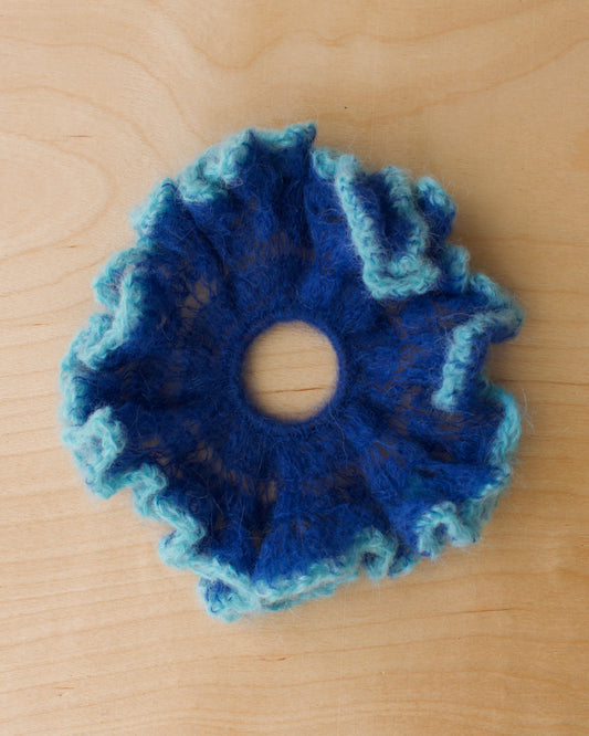 Blue Mohair Scrunchie