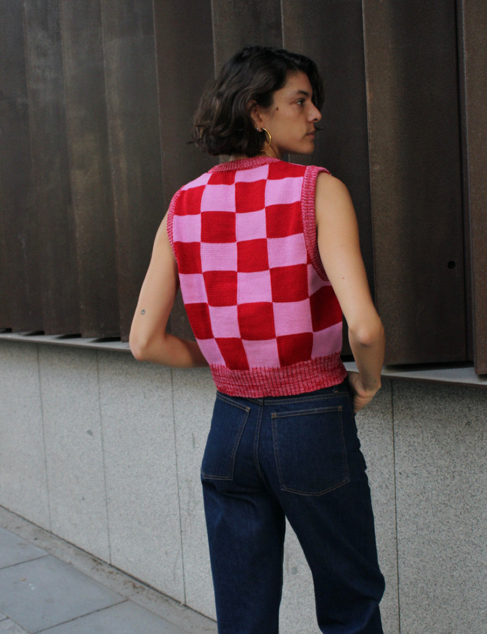 Checkmate Vest Red&Pink