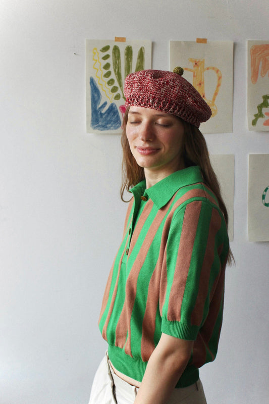 Striped polo green and brown