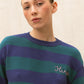 Sapphire Striped sweater with hand embroidery