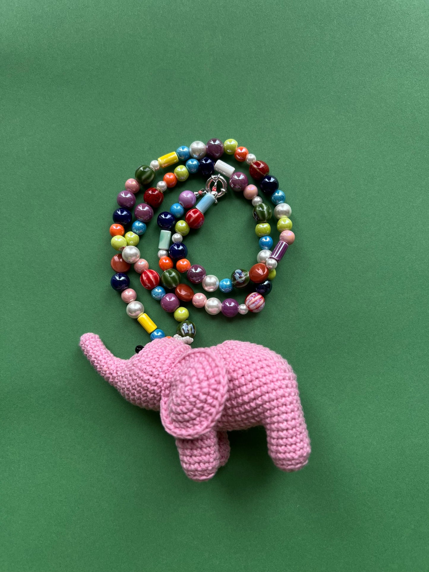 Hand crochet Long Elephant in pink