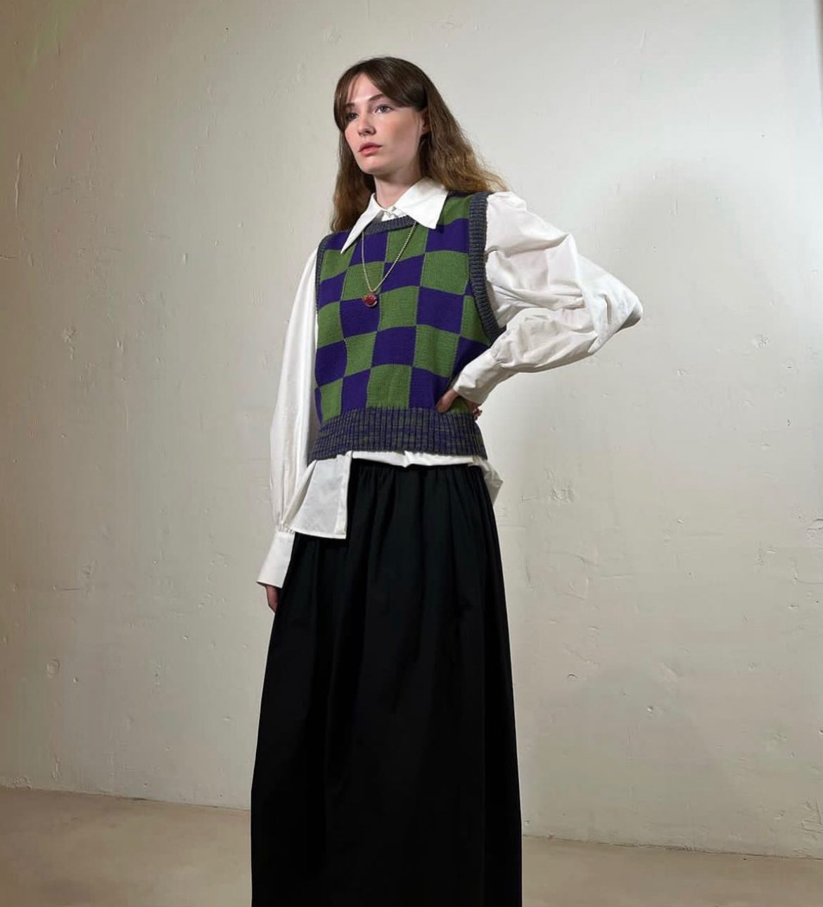 Checkmate Vest Green&Violet