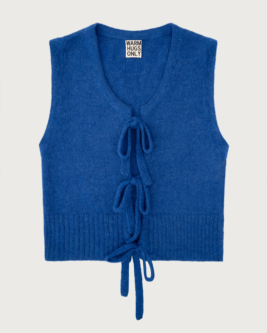 Knitted Electric blue Bow vest