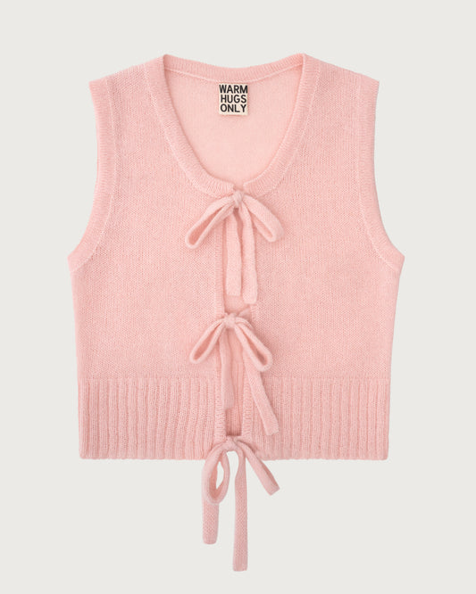 Knitted Baby pink Bow vest