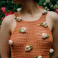 Orange Cream Crochet top with roses