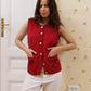 Raspberry Vest with Beaded Bows