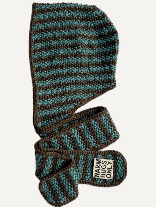 Balaclava scarf in Blue and Brown