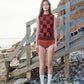 Checkmate Vest Burgundy & Orange